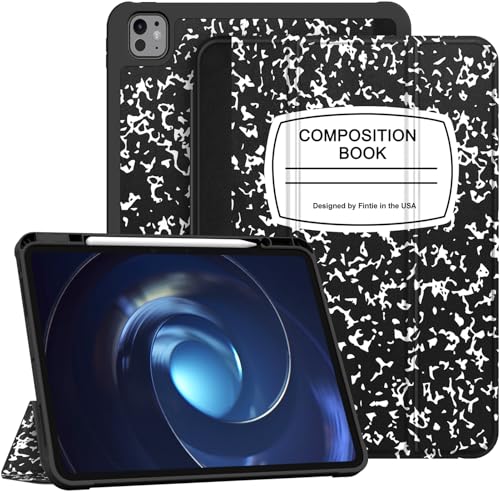 Fintie Custodia SlimShell per iPad Pro 13' (M4) 2024 - [Portamatite integrato] Custodia posteriore protettiva in morbido TPU con funzione di accensione/spegnimento automatico, libro di composizione