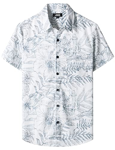 JOGAL Herren Blumen Kurzarm Hawaii Hemd Männer Sommer Strand Button Down...
