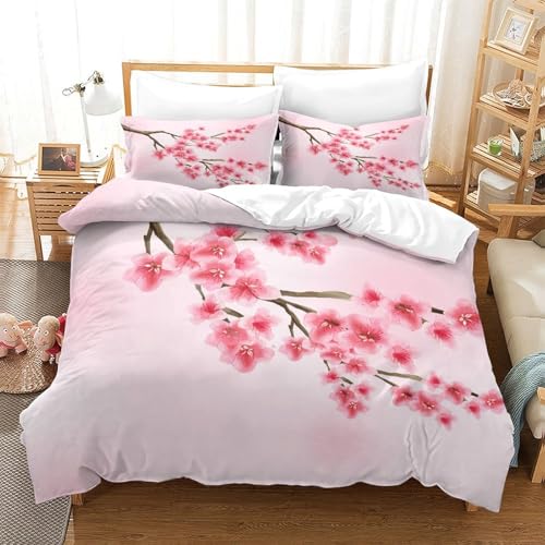 Parure de lit fleurs de cerisier premium lit king size avec fermeture éclair - 3