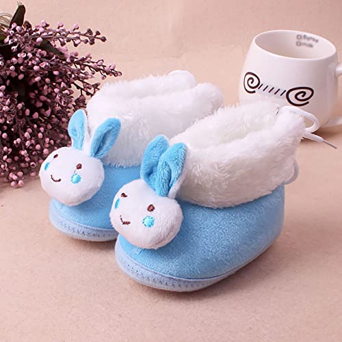 House Socks Shoes for Infant Baby Girls Boys Cotton Booties Newborn Winter Warm Fleece 6 Month Old Boy (Blue, 12-18 Months)2