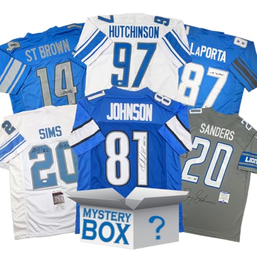 Autographed/Signed Detroit Football Jersey Mystery Box with PSA JSA or Beckett COA