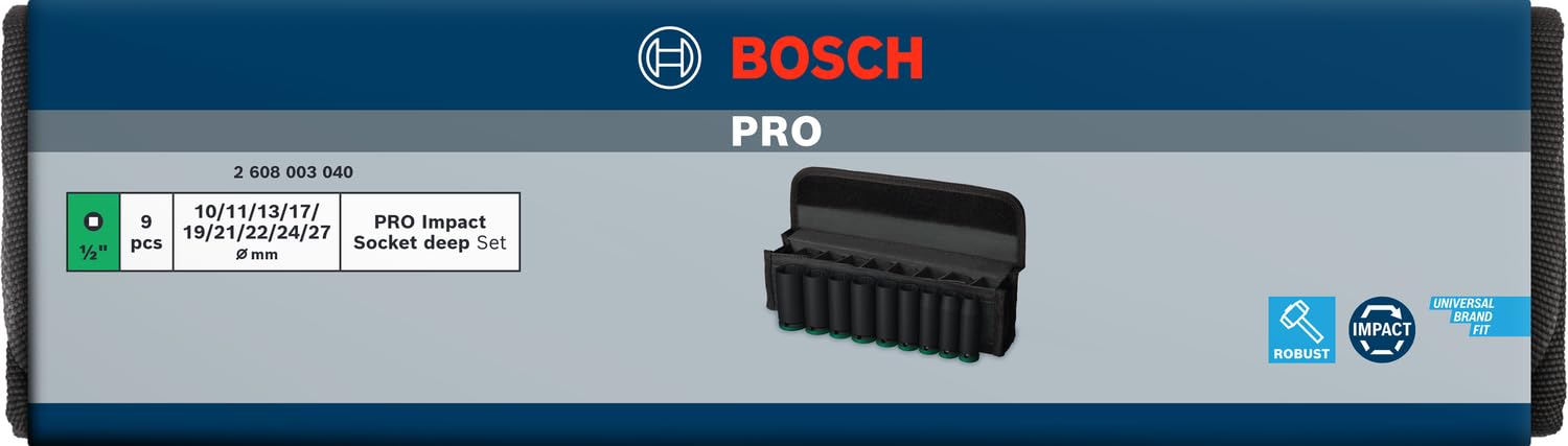 Bosch 9X PRO Juego de llaves de impacto (83 x 46 mm, accesorios profesionales taladros y destornilladores)