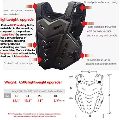 Light Upgrade Chest Armor Motorcycle Armor Body Guard Vest, Dirtbike Riding Off-Road Racing Cycling Skiing Motocross Adult Kids Protector Shirt Jackets for Street Bike, Mens Back Protection - Image 4