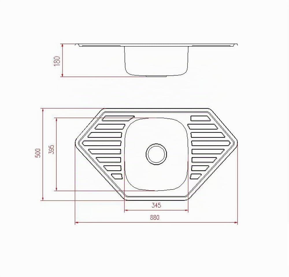 88x50 Eckspüle Einbauspüle Edelstahl 304 Materialdicke 0,8 mm Spülbecken Spüle Küchenspüle eckig Spüle für die Ecke
