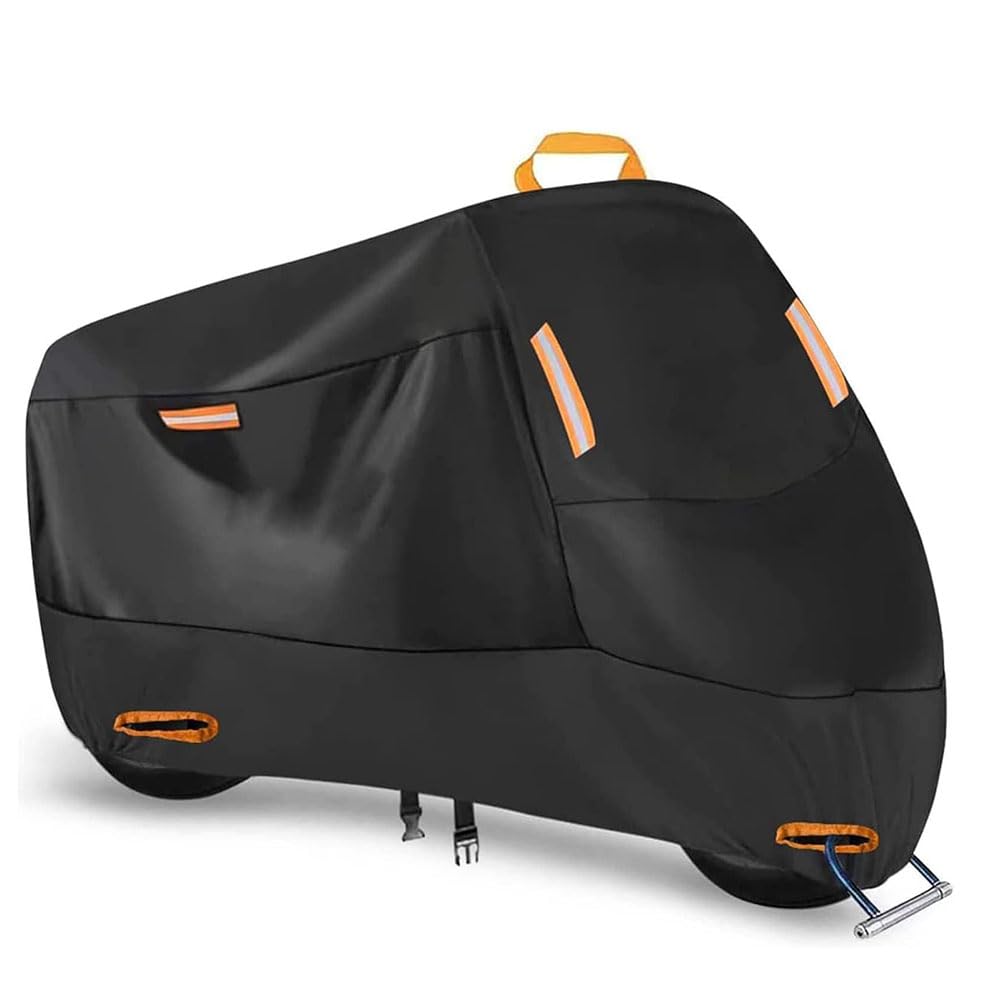 ABCHL Motorcycle Cover Waterproof Heavy Duty Outdoor Motorbike Shelter for Yamaha YZFR6 600,Reflective Strips Lock Windproof Strap,Rain Dust Scooter,2XL