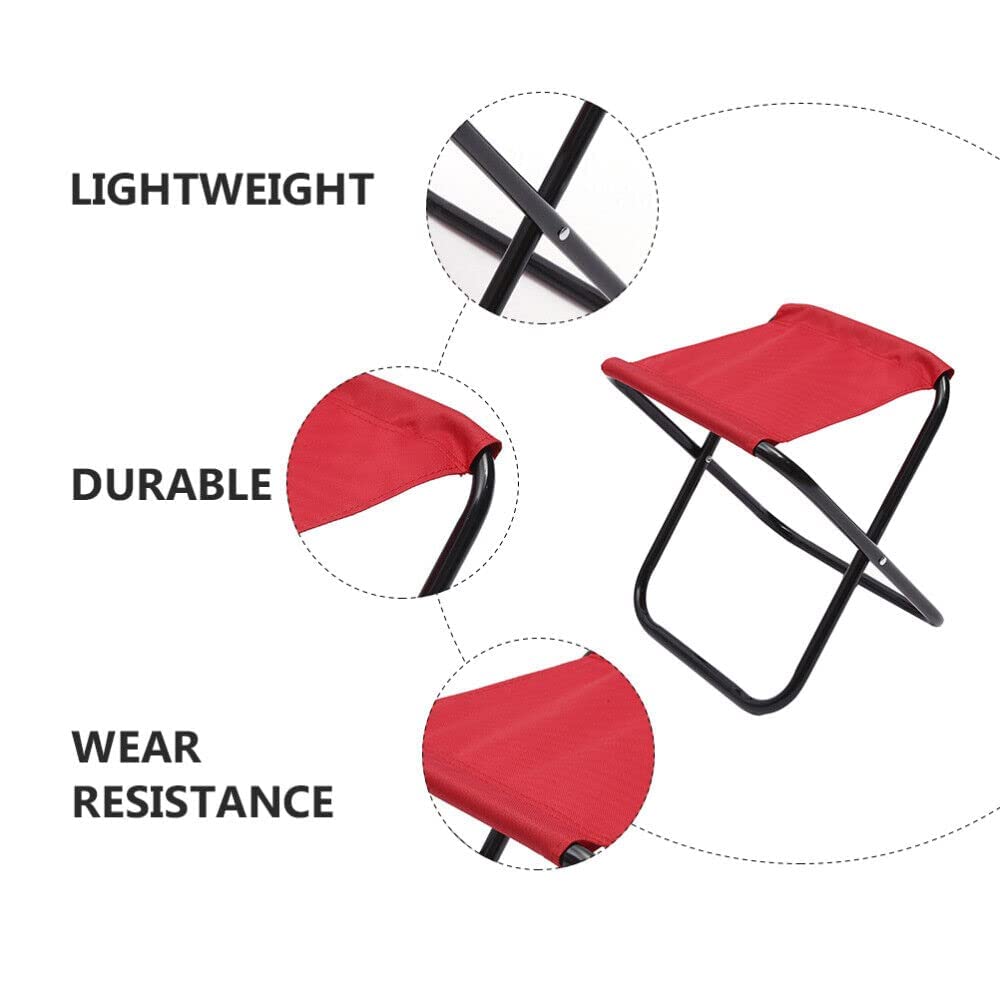 MH Classic Camp Chair, Foldable Stool-Light weight Metal Material 17.5 Height Practical Foldable Stool Design Fishing Picnic Camping BBQ Beach Bath Hunting hiking, climbing a mountain Travel (Red) 1