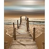 Diy Oil Painting By Numbers Kit Theme PBN Kit For Adults Girls Kids White Christmas Decor Decorations Gifts - Beach Wooden Bridge(Without Frame)