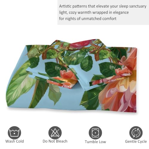 Parure de lit aquarelle en microfibre douce avec fermeture éclair solide