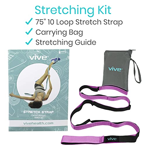 Vive Stretch Strap - Leg Stretch Band to Improve Flexibility - Stretching Out Yoga Strap - Exercise and Physical Therapy Belt for Rehab, Pilates, Dance and Gymnastics with Workout Guide Book - Image 4