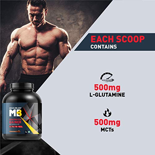 Image of MuscleBlaze High Protein Gainer, Elite Lean Mass Gainer (Chocolate,Pack of 1 kg / 2.2 lb powder)