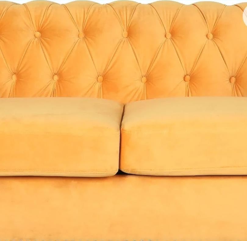 Image of Royale Hand Tufted Four (3+1) Seater Elegant Wooden Base Sofa in Wide Extravagant Fabric, Gives Luxurious Look for Home /Living Room /Office /Guest Room /Hotels