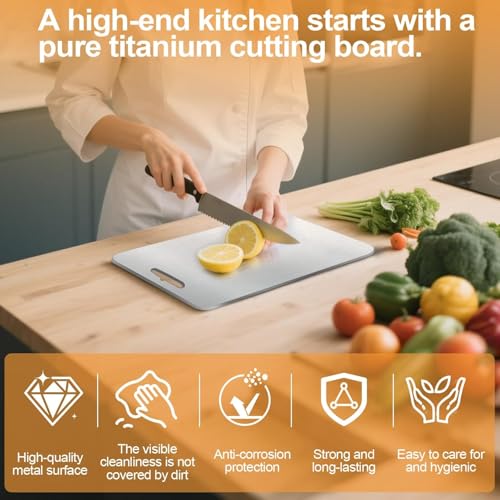 100% Pure Titanium Cutting Boards for Kitchen, Titanium Cutting Board Set of 3, 2025 New Food-Grade Chopping Board for Easy to Clean and Will Not Absorb Odors - Image 4