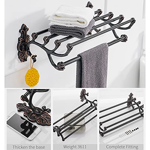 Racks de serviettes étagère murale et support de linge de douche noir