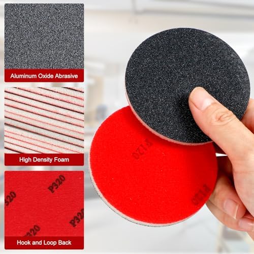 7.6cm(3인치) 샌딩 스폰지 디스크 48개 세트, 80-3000 그릿 후크 앤 루프 폼 샌딩 패드, 목재, 금속, 자동차, 습식 건식 마감용 세척 및 재사용 가능한 사포 모음 — 사진 2