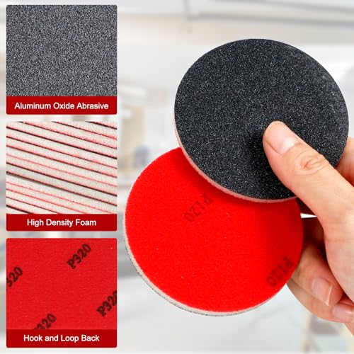 48 Stück Schleifpapier 75mm Schleifpads Klett 3000 Körnung Nass-Trocken-Schleifpapier, Schleifschwamm Grob bis Fein, Professional Schleifpads für Metall, Holz, Farbe, Autokarosseriereparatur