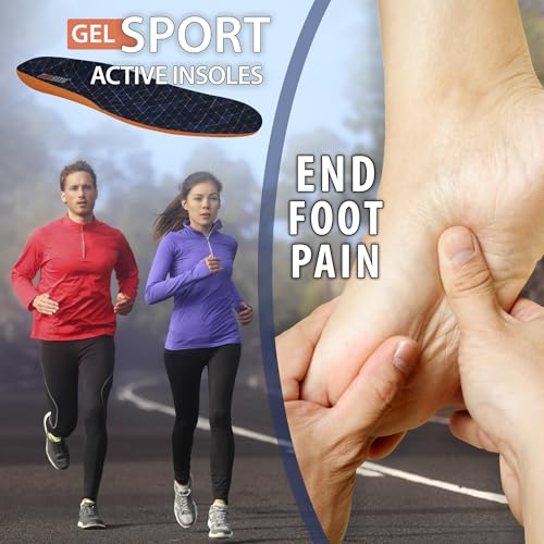 image for JobSite Gel Sport Insoles - Gel Heel & Metatarsal Shock Pad - US Men 8