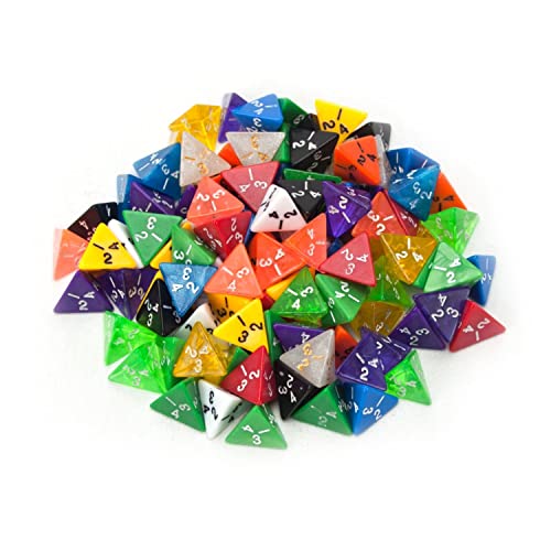 Wiz Dice Bulk Random Polyhedral Dice (D4-100 Pack) - Polyhedral Role Playing Dice in Unique Colors - DND Accessories for TTRPG Dice Games - Ideal Roleplaying Game Dice