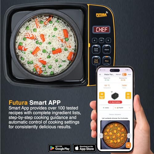 Image of Hawkins Futura Smart Pot with Smart App, 2 Litre Smart Electric Cooker | Wi-Fi App Control | Automatic Rice Cooking | Slow Cooking, Saute, Fry, Steam & Warm Functions | 100+ Guided Recipes | Portable Table-Top Cooker | Black (FSP1W)