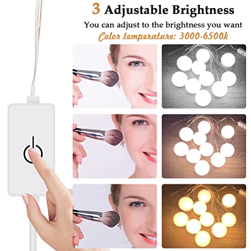 FOCCTS Vanity Lights for Mirror, Mirror Lights 10 Bulbs Hollywood Makeup Mirror Light with USB Power Cord Cable Design Dressing Table Light - Image 4