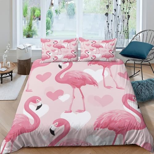 Housse de couette flamant rose 3D idéale pour décorer une chambre d'ado