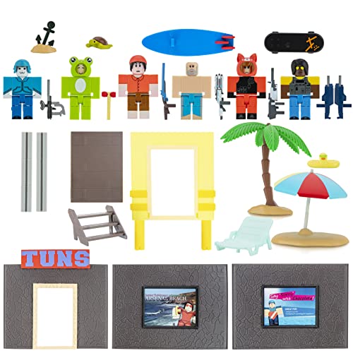 Roblox ROB0599 Action Collection-Arsenal: Operation Beach Day Deluxe Playset [inclui artigo virtual exclusivo], multicolorido
