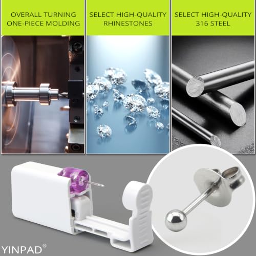 YINPAD Ear Piercing Kit - Disposable Piercing Gun Preloaded with Different Style 3 mm Studs, at Home Self Piercer Kit (Little Silver Ball) by YINPAD - Used condition - Image 9