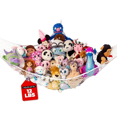 lilly39s love stuffed animal hammock  corner hanging organizer toy storage stuffed animal storage net  made from quality fishing net holds 12lbs  6734x4734x4734 white