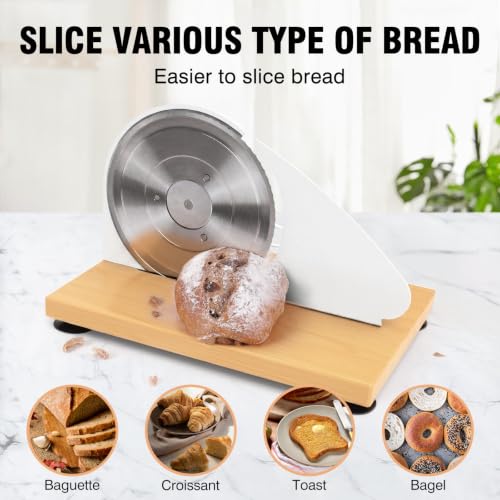Image of vanerepok Manual Bread Slicer for Homemade Sourdough Adjustable Thickness | Hand Crank Bread Cutter with Scale & Stable Suction Cups & Wood Base for Even Slicing Perfect Baking Gift for Home Bakers