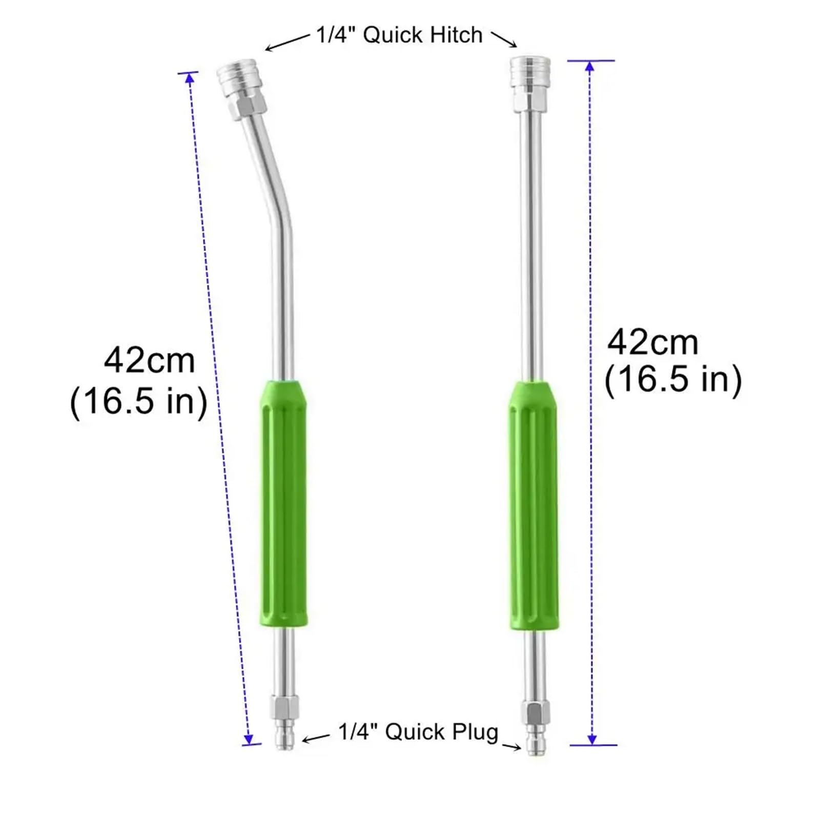Lancia di Estensione per Idropulitrice Prolunga for idropulitrice in Acciaio Inossidabile da 1/4" con Attacco rapido, Lunghezza 42 cm, Impugnatura Antiscivolo scanalata(Color 1)