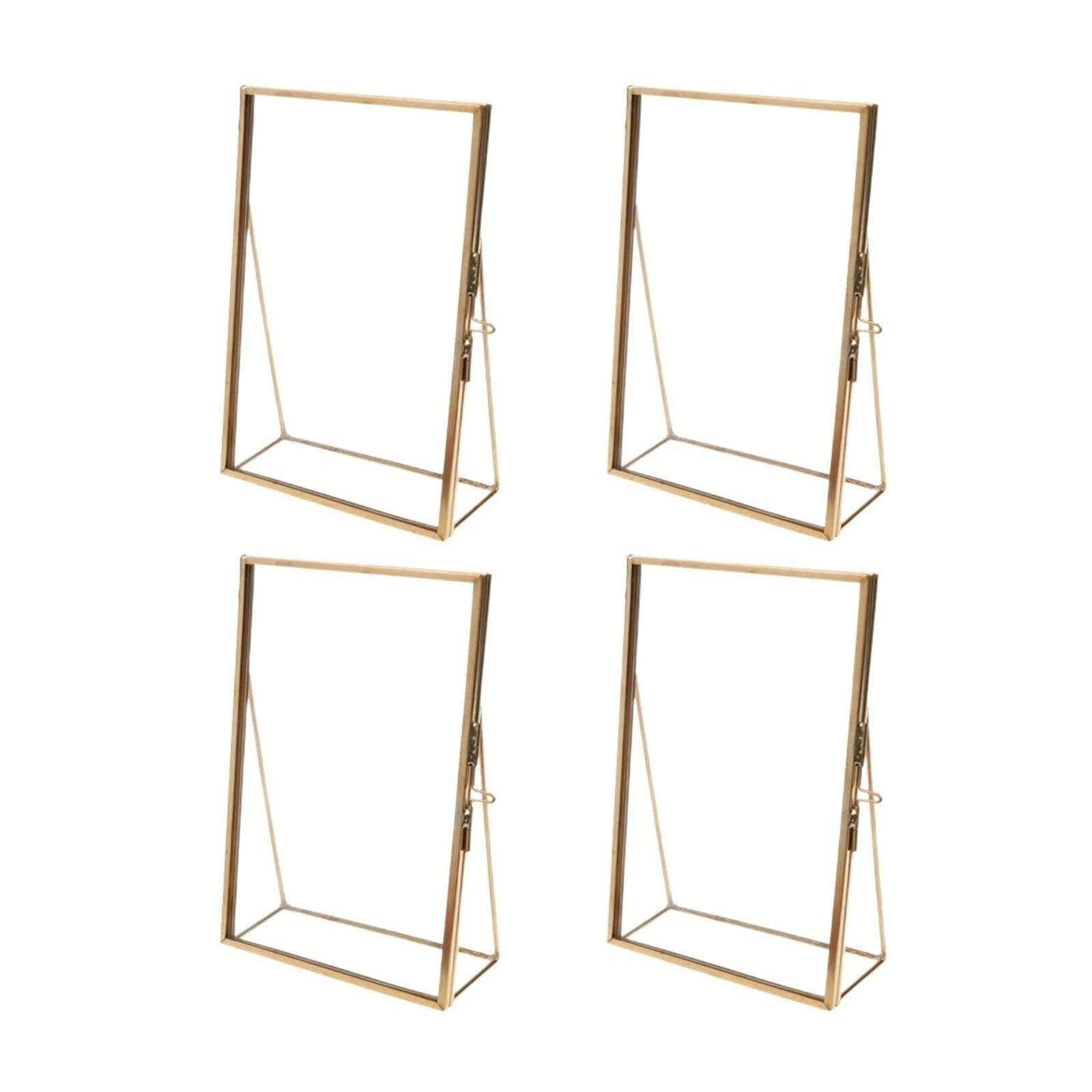 4 STÜCKE Messing Glas Bilderrahmen Home Hochzeitsdeko Gold