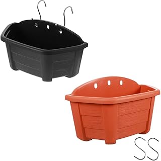 BESPORTBLE 2 peças montado na parede semicírculo vaso de flores jardim balde de flores pendurado na parede plantador de flores rústico organizador de plantas de metal pendurado pátio plástico caixa de flores artificial
