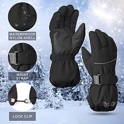 Image of BAVST Kids Winter Glove Boys Girls Snow Ski Waterproof Gloves for Teens Fleece Lining Warm Mittens Outdoor