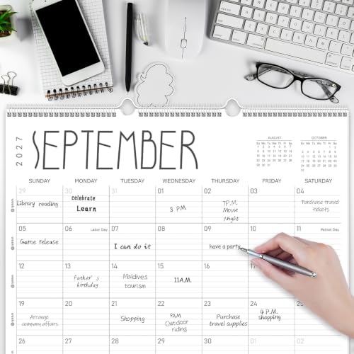 Image of Guasslee Large 2027 wall calendar 12 month, Jan 2027-Dec 2027, 22 inchx17 inch