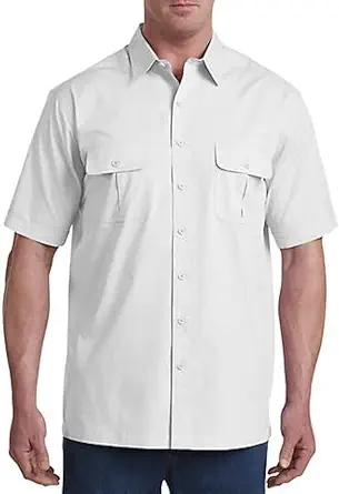 Harbor Bay by DXL Men's Big and Tall Co-Pilot Sport Shirt | Point Collar, Short Sleeves, Button-Through Flap Chest Pockets