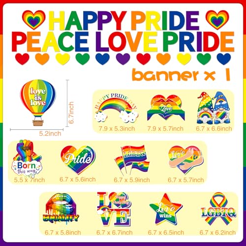 Image of Pride Decorations, Rainbow Lgbtq Decorations includes Happy Pride Banner and Rainbow Lesbian Gay Hanging Swirls for Pride Month Day Lgbtq Party