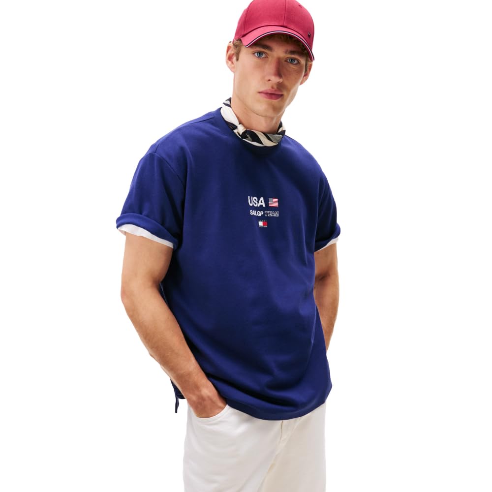 Tommy Hilfiger Mens Tommy X U S Sail GP Team Tech Performance T-Shirt Short Sleeve Crew Neck Tee