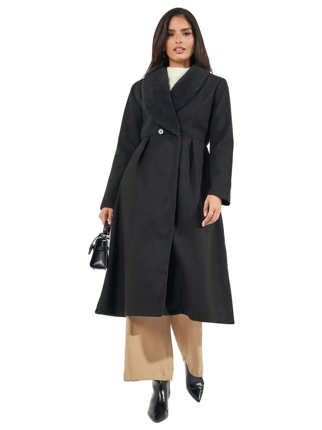 styli Women Regular Fit Midi Length,Wool Look, Fur Coat | Stylish & Trendy Outfit for Women | Perfect for Casual, Party & Everyday Wear-picture-37