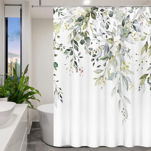 Image of LLSCL Yellow Droop Leaves Fabric Shower Curtain Liner with Magnets, Tire Pattern Waterproof Hotel Quality, 72 x 72 Machine Washable