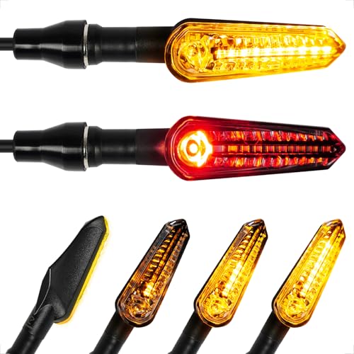 Design compatto & Contenuto della confezione: Con dimensioni di 84 mm (lunghezza) x 21 mm (larghezza) x 23 mm (altezza), queste frecce offrono un design discreto e moderno. Contenuto della confezione: 2 frecce LED (1 coppia)