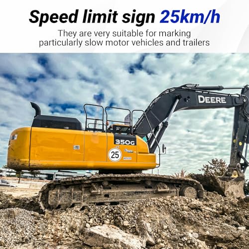 10 Stück Geschwindigkeitsschild 25 Km/h Ø20 cm 25 Kmh Aufkleber 25 Kmh Schild Geschwindigkeitsaufkleber für Anhänger Landmaschine Bus Wohnwagen Wetterbeständig Einfache Installation für Außenbereich