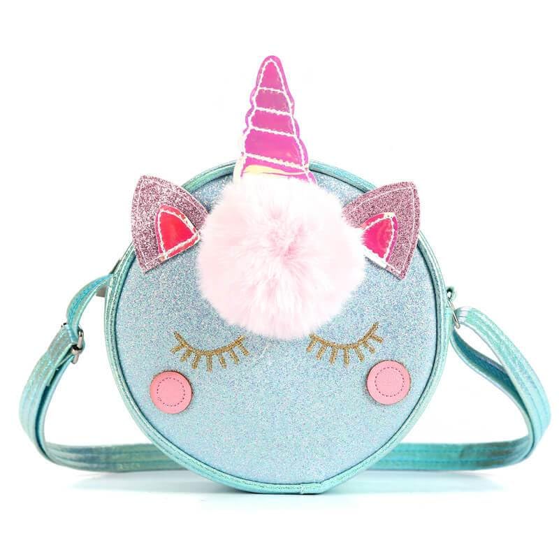 Bolsa Infantil Unicórnio com PomPom – Shoulder Bag Brilhante para Meninas