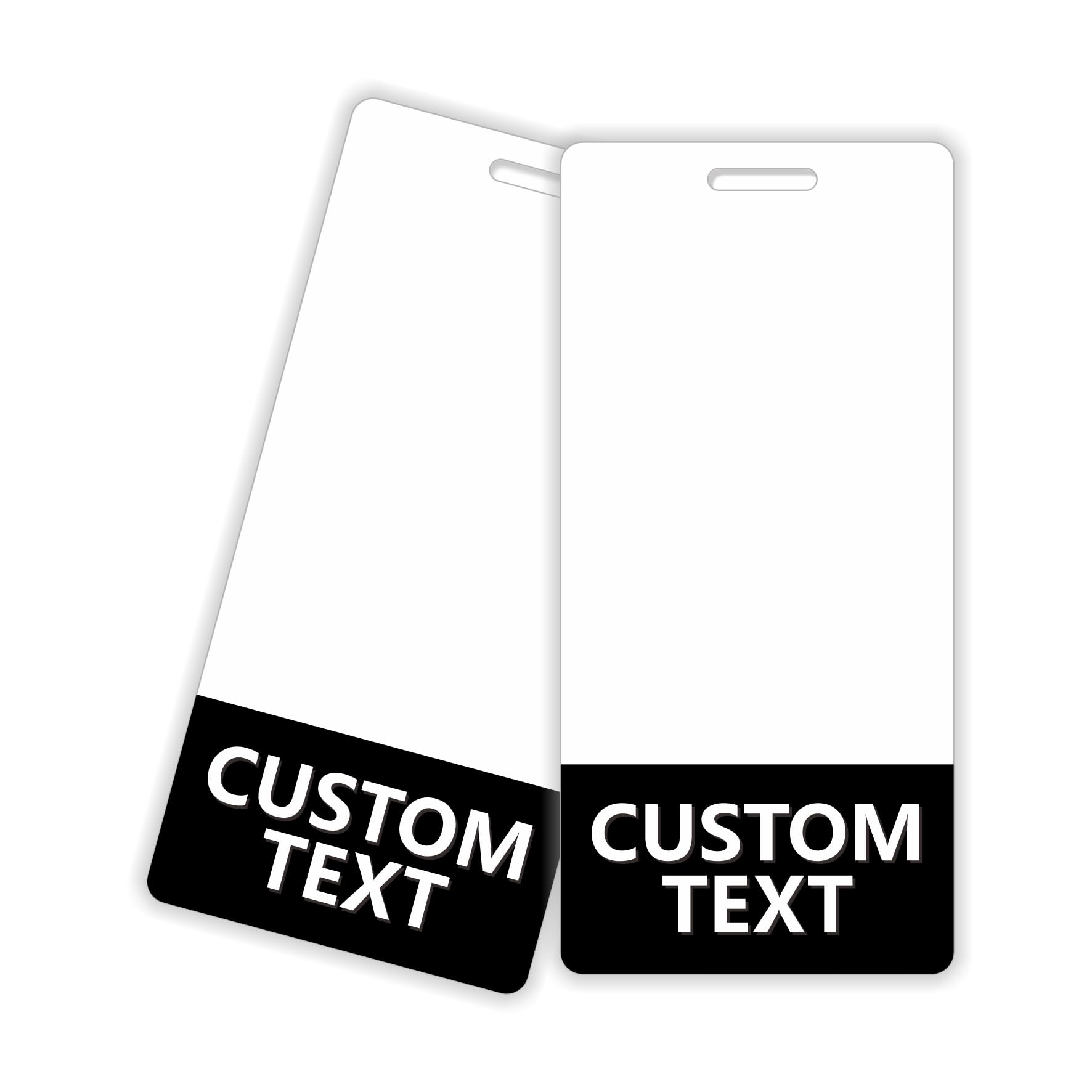 CONTYTOOLS Bulk Custom Badge Buddies Black Vertical Badge Buddy ID Backer Cards (50 Pack) - Double Sided Print - Durable and Water Resistant Badge