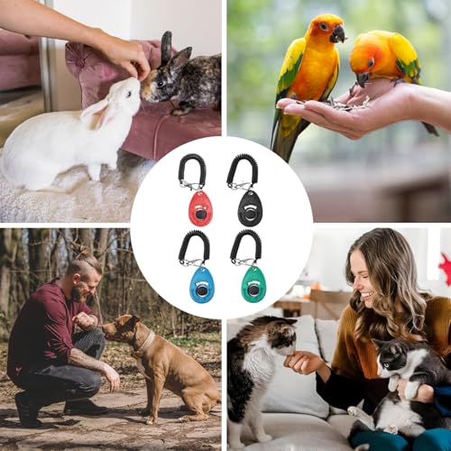 4 Stück Hunde Clicker, Clicker Katze, Clickertraining Hund, Klicker mit Großem Knopf, Klicker Hundeerziehung mit Handschlaufe, für Hundetraining Hundeerziehung Auch für Katzen Pferde