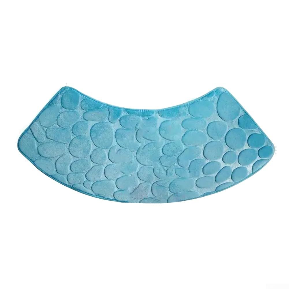 YJDOORPLAY Curved Shower Mat,Absorbent Non Slip Bathroom Rug Machine Washable Bath Mat,for Corner Bathrooms Tub Laundry Room(blue)
