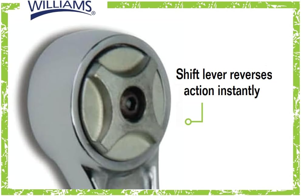 Williams JHWS-52A 1/2-Inch Drive Round Head Ratchet with Chrome Finish, Knurled Grip Handle, Double Pawl Design, 72 Tooth Gear Engagement - 11-5/16 Inches