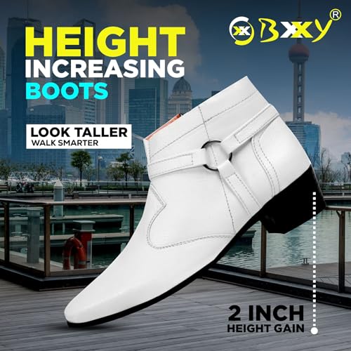 Image of BXXY Men's 2 inch Height Increasing Synthetic Material Casual Formal Chelsea Ring, Slip-On Boot with Pu Sole.