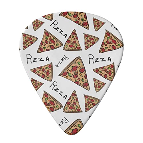 Lot de 6 médiators motif pizza pour guitare acoustique, guitare électrique, basse, ukulélé – fins, moyens et épais. - Les Beatles, Paul McCartney, John Lennon, RIngo Starr, George Harrison Lot de 6 médiators motif pizza pour guitare acoustique, guitare électrique, basse, ukulélé – fins, moyens et épais. – Image 4