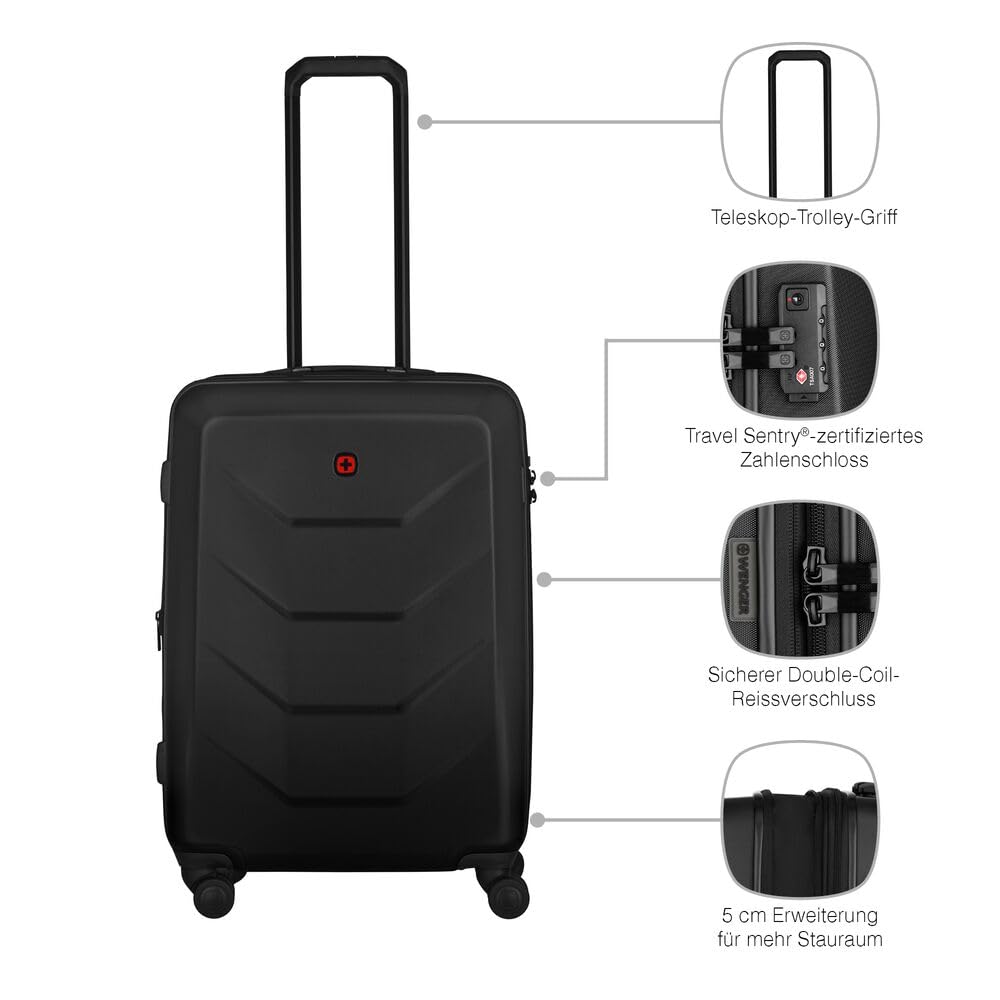 WENGER Prymo Medium Hartschalenkoffer Trolley 59 l Sicherheitsschloss Schwarz