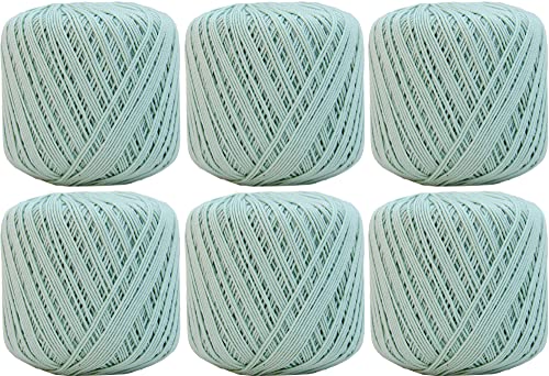 Image of ThreadArt 100% Cotton Crochet Thread Size 3, 6 Ball Pack, Sea Mist 8 | Soft pure cotton crochet thread for lace, doilies, amigurumi and crafts. Smooth finish with crisp stitch definition.