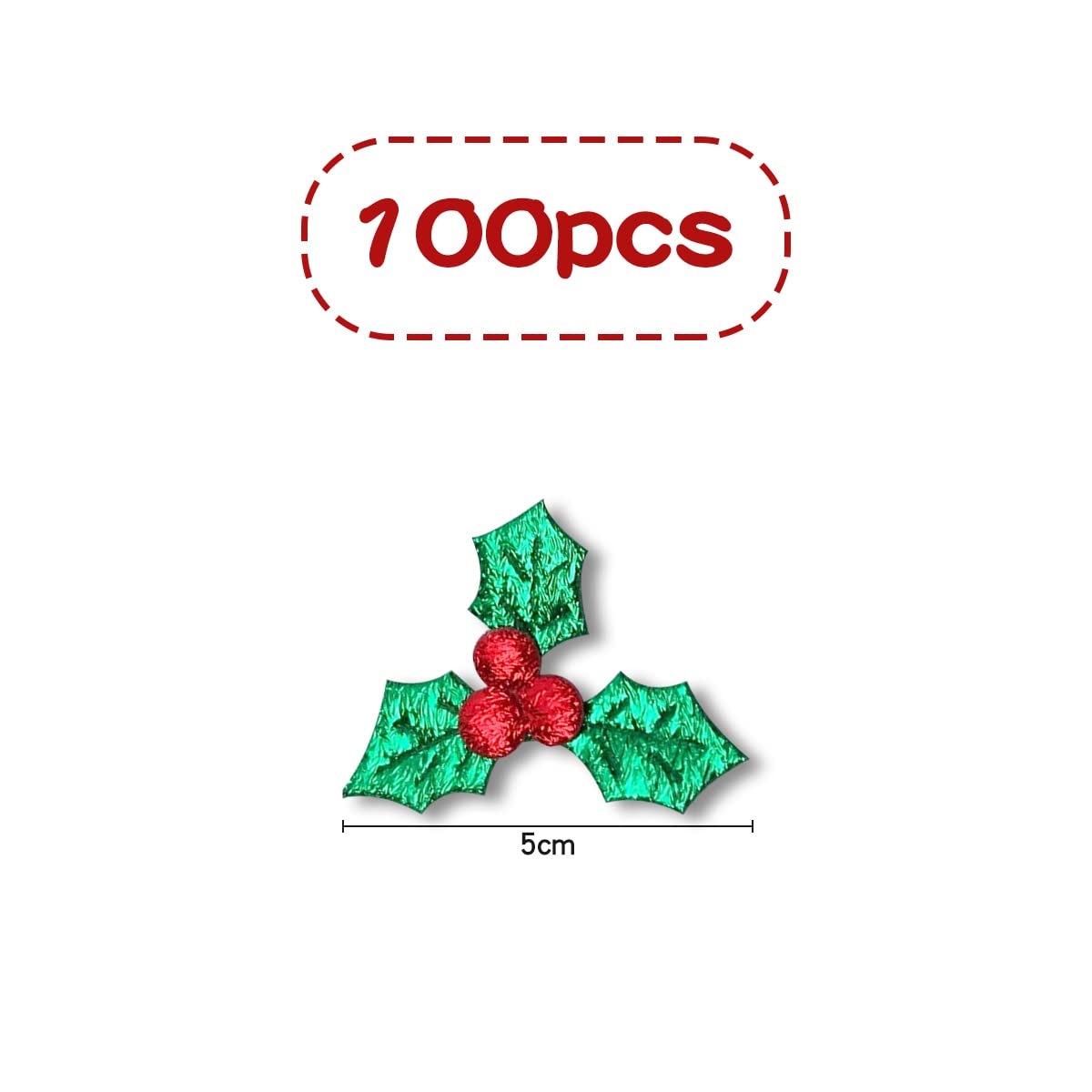 Jagowa 100pcs Artificial Holly Berry Leaf Christmas Wreath Decorations - Red and Green, Ideal for Christmas Parties - Image 2